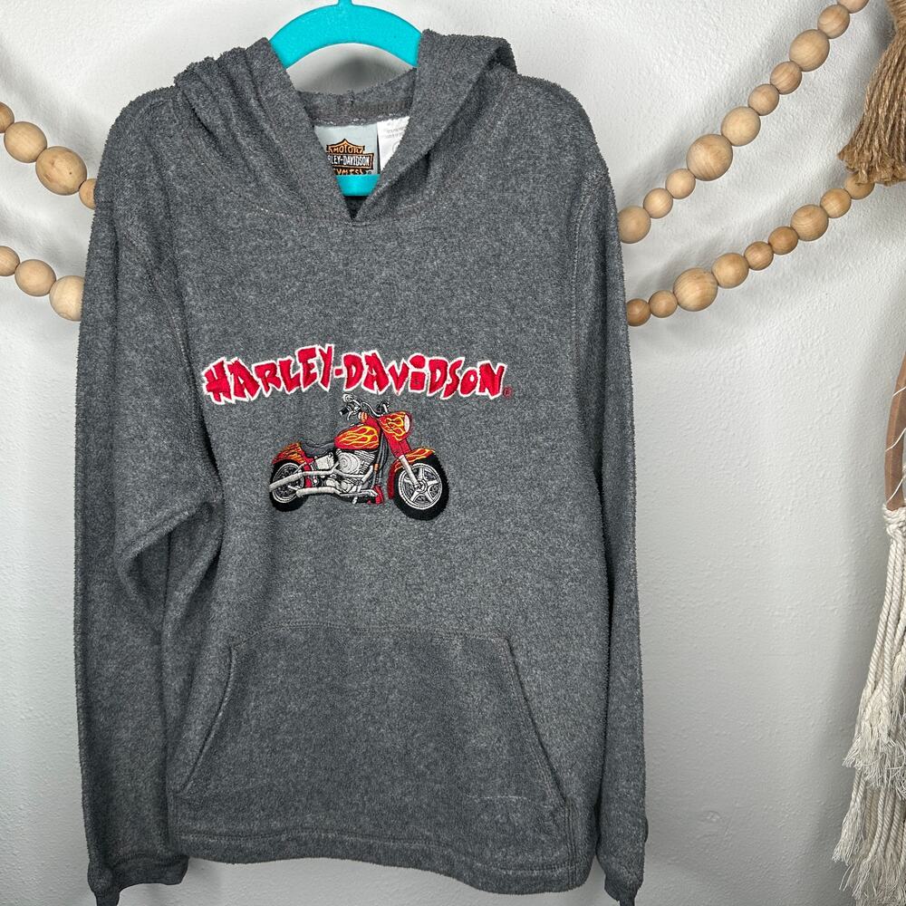 Harley Davidson Gray Fleece Embroidered Hoodie